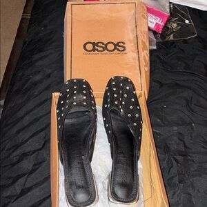 ASOS Black Studded Mules